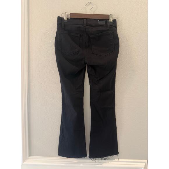 Paige Black Colette Crop Flare Raw Edge Fray Hem Sz 24 Jeans Premium Quality - Picture 2 of 5